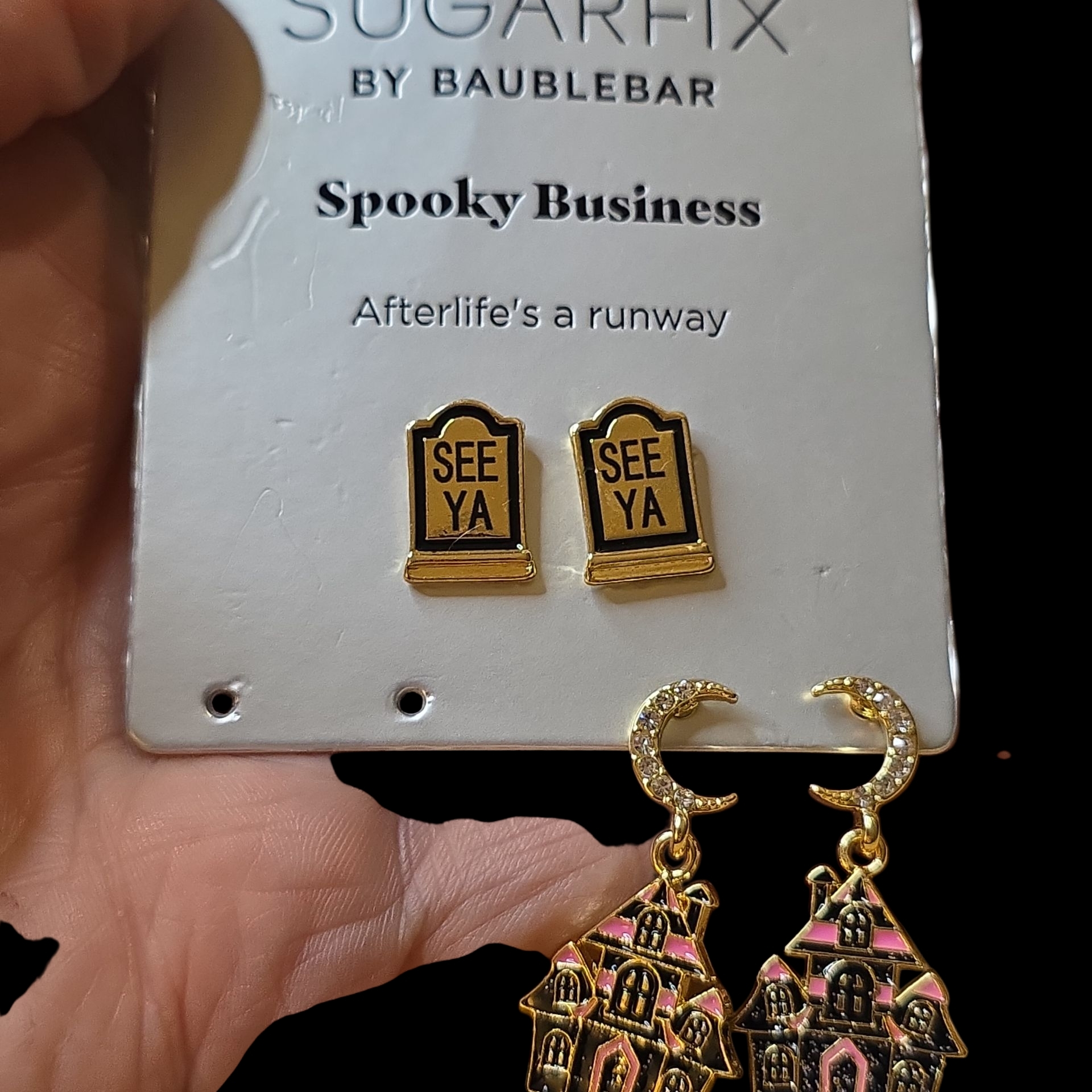 Baublebar Gold And Pink Haunted House Earrings 10$